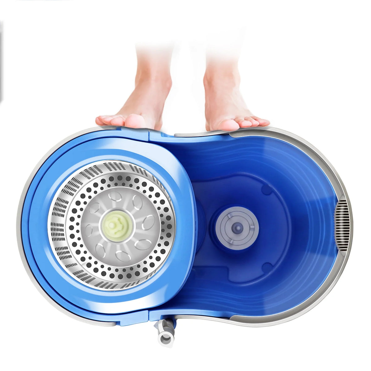 Spin Mop and Bucket System with Wringer, 5 Microfiber Mop Heads Y107464