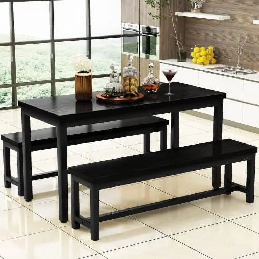 Black 4 Person Space Saving Kitchen Table Set with Rack M45531