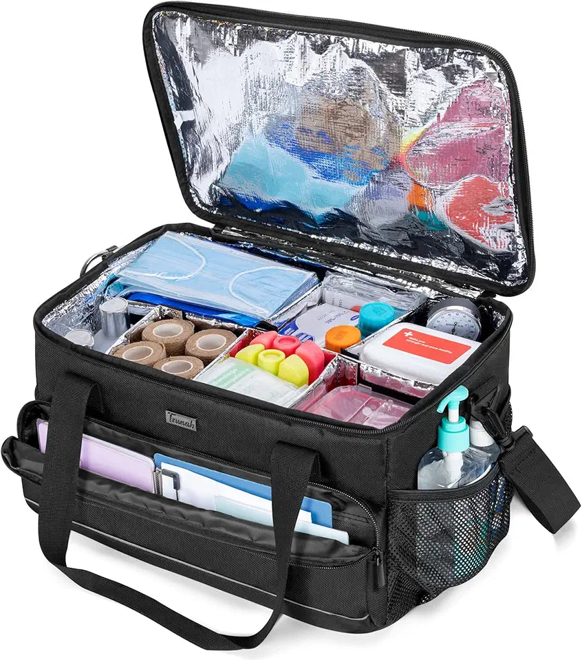 Black Insulated Medical Bag with Adjustable Dividers L658