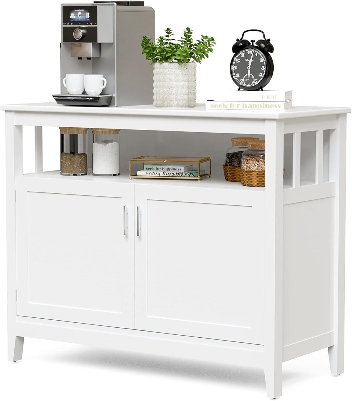 Brown Freestanding Buffet Cabinet with Adjustable Shelf Q736550
