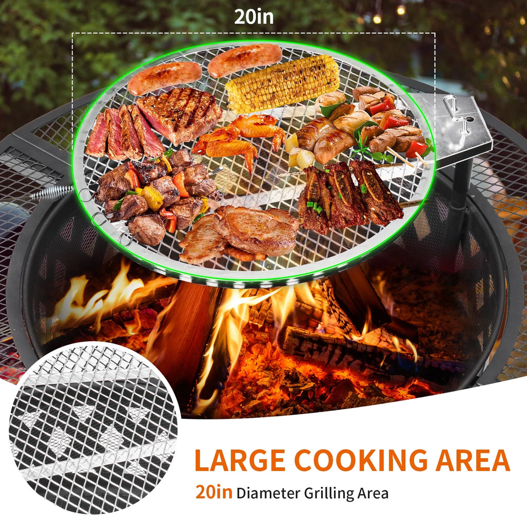 Black Wood Burning Fire Pit with Grill T209092
