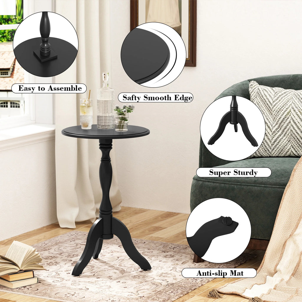 Round Small Wooden End Table D710