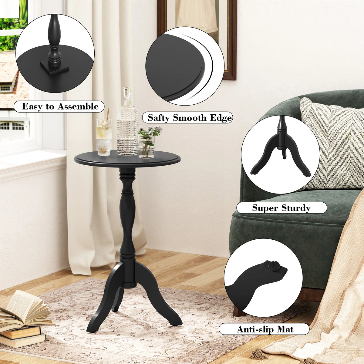 Round Small Wooden End Table D710