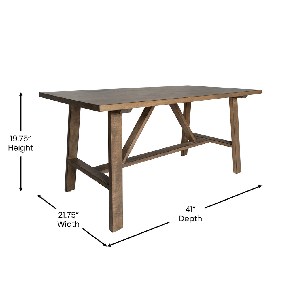 Solid Wood Farmhouse Coffee Table in Rustic Brown C11419
