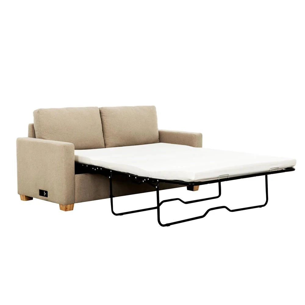 Beige Convertible Full Sleeper Sofa with USB Port K73354