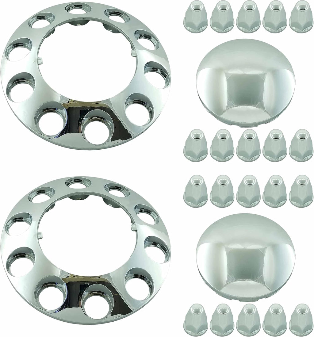 2 Pack Chrome Plated ABS Plastic Front Axle Wheel Cover Hubcap for Semi Truck V595201