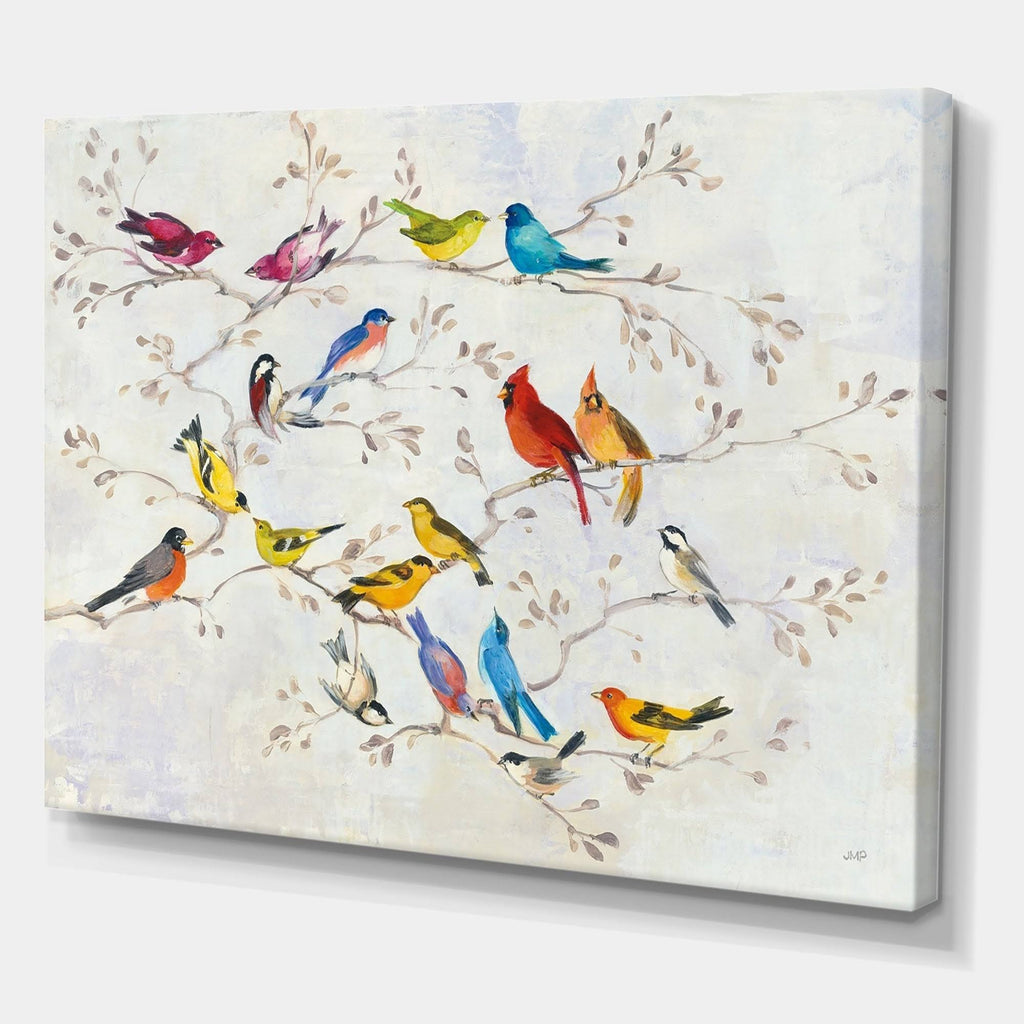 Multi-Color Bird on Tree Canvas Art 40 x 30 in. B904282