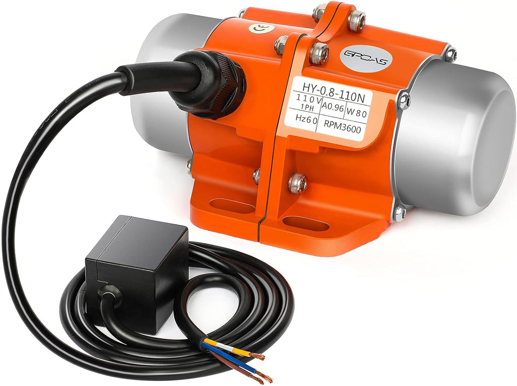 80W Concrete Vibrator Vibration Motor Single Phase AC 110V 3600RPM Aluminum Alloy Case Electric Vibrating Vibrators for Shaker Table Z128875