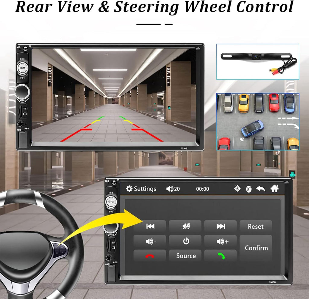 7 Inch Double Din Car Stereo with Bluetooth Touch Screen Car Radio MP5 Player O796492