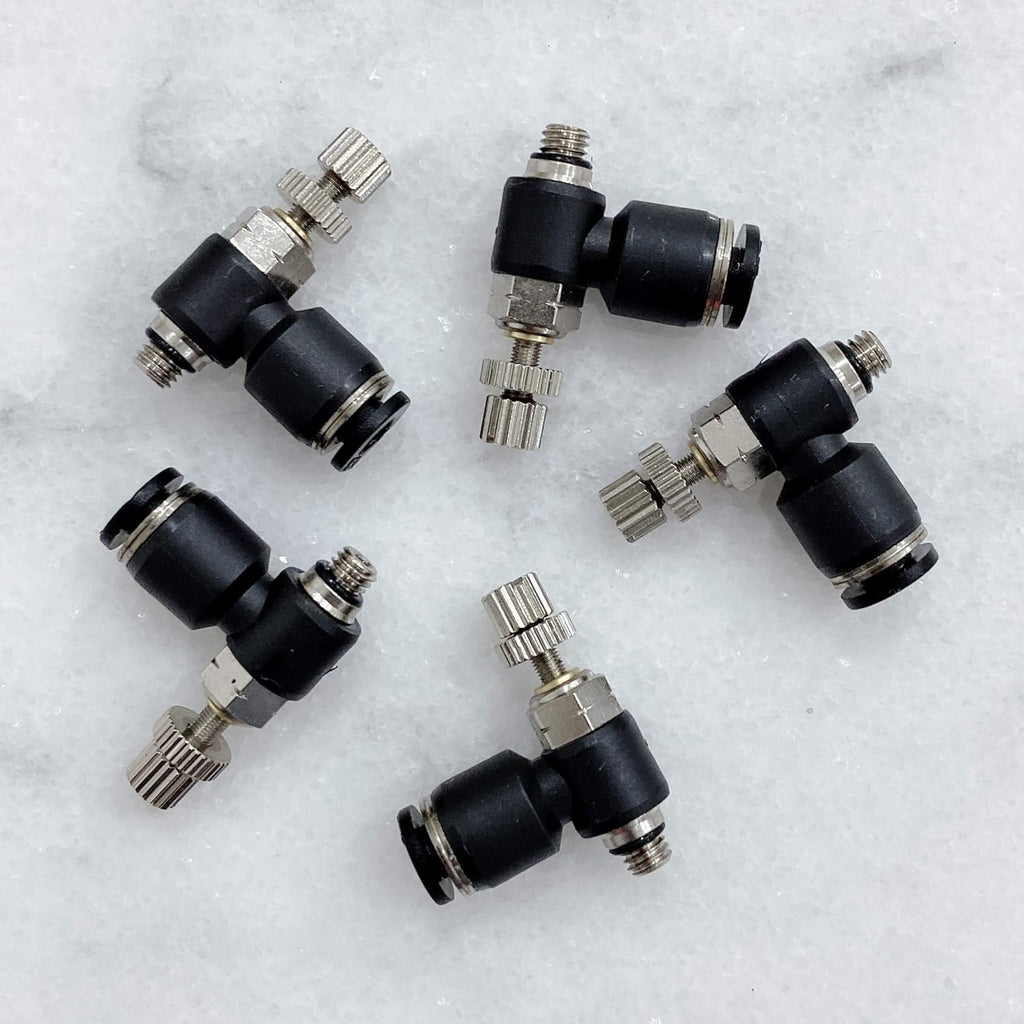Pneumatic Speed Controller Elbow 1/2 Tube OD x 1/2 NPT Thread Air Push to Connect Fittings (Pack of 5) Q43006