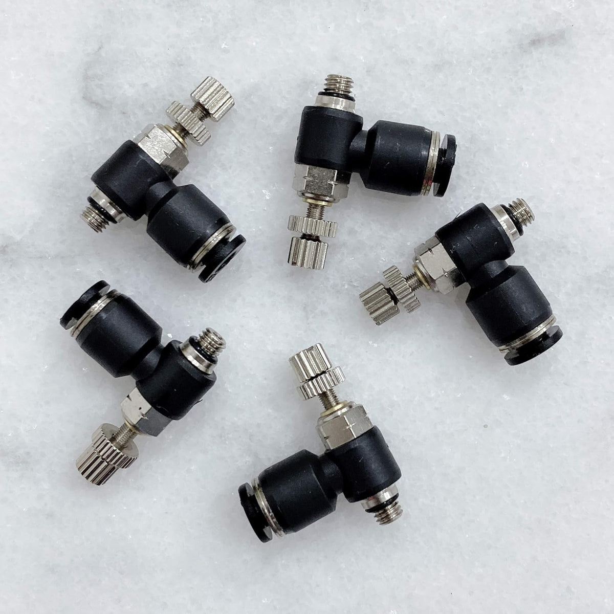 Pneumatic Speed Controller Elbow 1/2 Tube OD x 1/2 NPT Thread Air Push to Connect Fittings (Pack of 5) Q43006