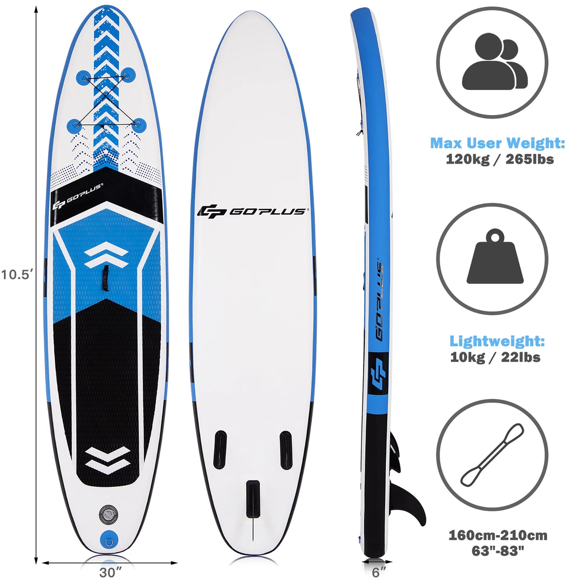 10'5'' Inflatable Stand Up Paddle Board with Carrying Bag T980152