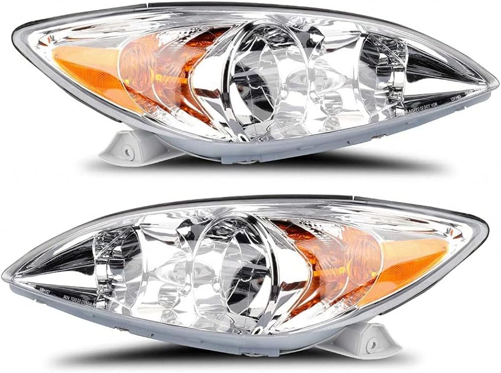Headlight Assembly Pair with Bulbs for Toyota Camry 2002 2003 2004 T3668