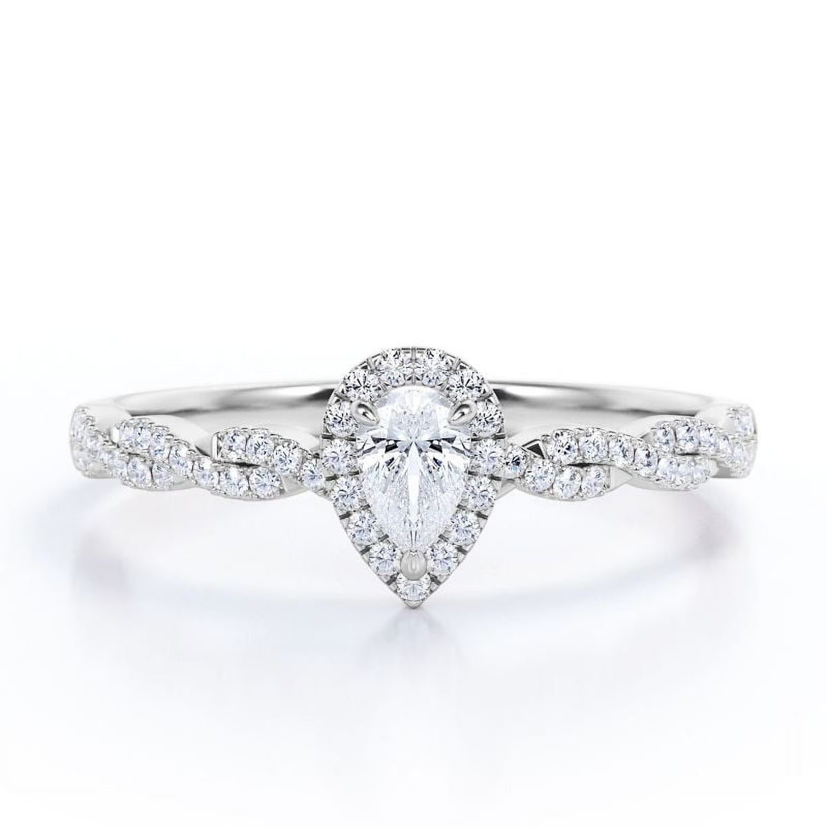 10K White Gold Pear Cut Diamond Engagement Ring B72354