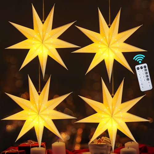 4 Pack 24 Inch Paper Star Lantern with 50 LEDs D4554