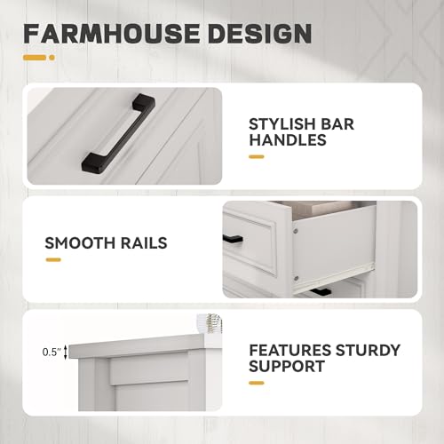 White Walnut 6 Drawer Wood Dresser E743621