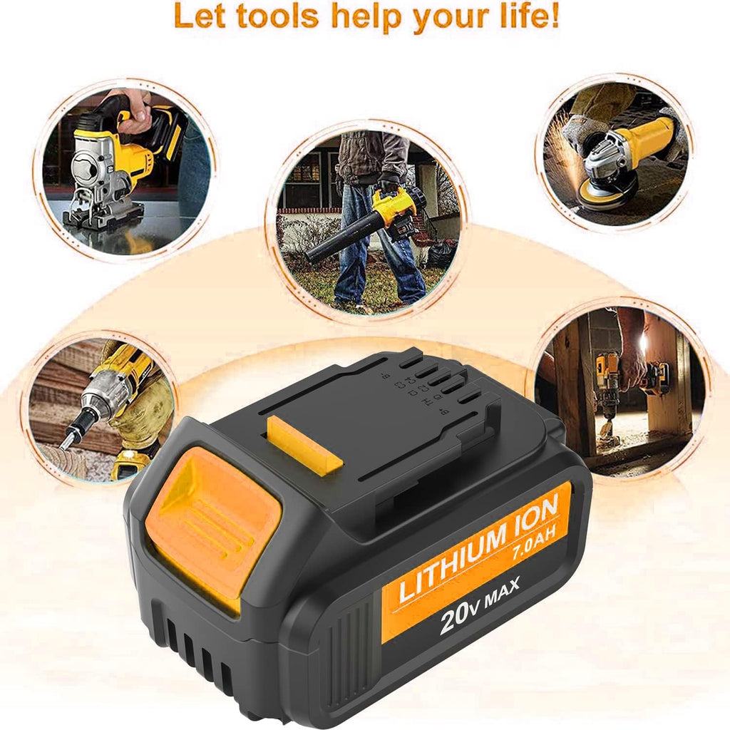 2 Packs 7.0Ah DCB207 Battery Compatible with Dewalt 20V Max Lithium Z581