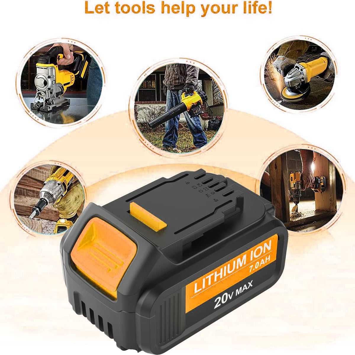 2 Packs 7.0Ah DCB207 Battery Compatible with Dewalt 20V Max Lithium Z581