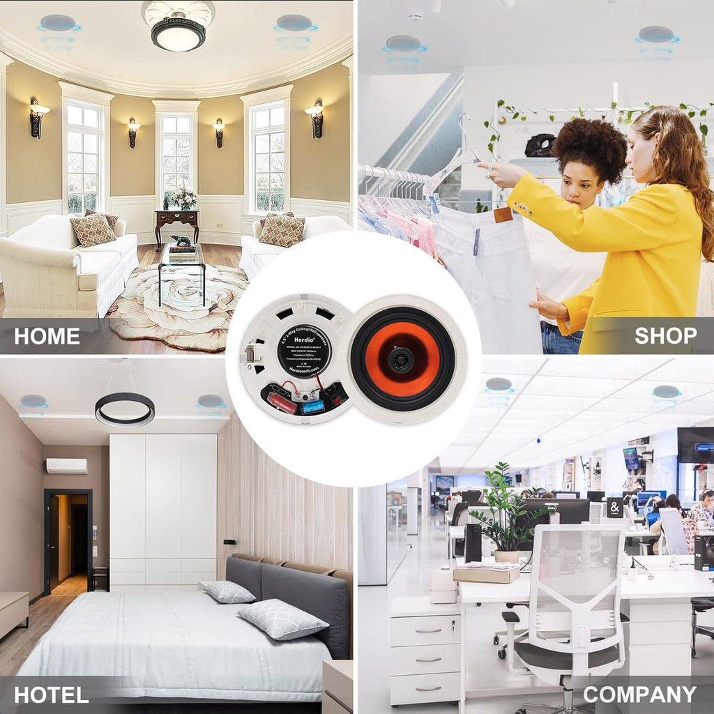 6.5” Flush Mount 2-Way Bluetooth Speakers, 300 Watts Max Power, Pack of 2 T15912