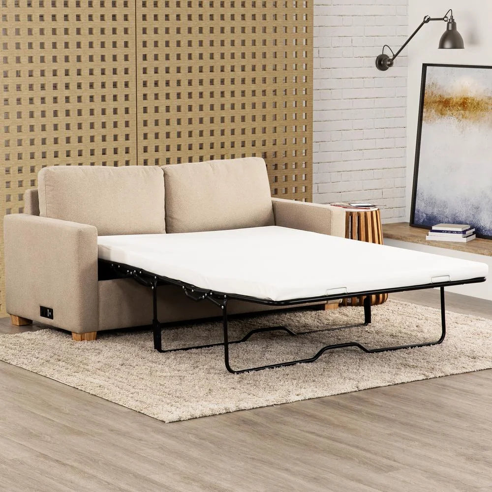 Beige Convertible Full Sleeper Sofa with USB Port K73354