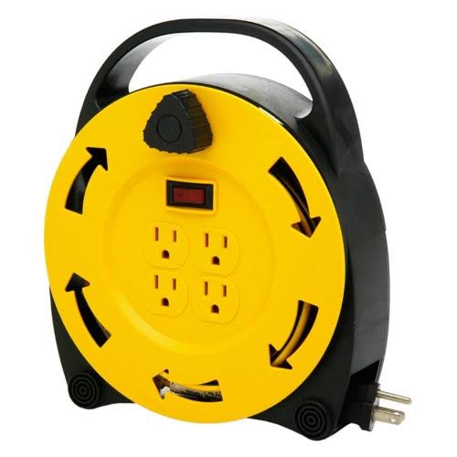 16/3 20' 4-Outlet Retractable Extension Cord Reel B48563