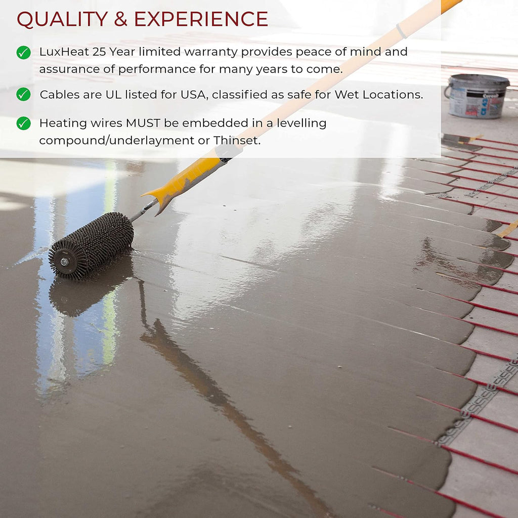 Electric Radiant Floor Heating Cable Set 20 Sqft with WiFi Programmable Thermostat P882937