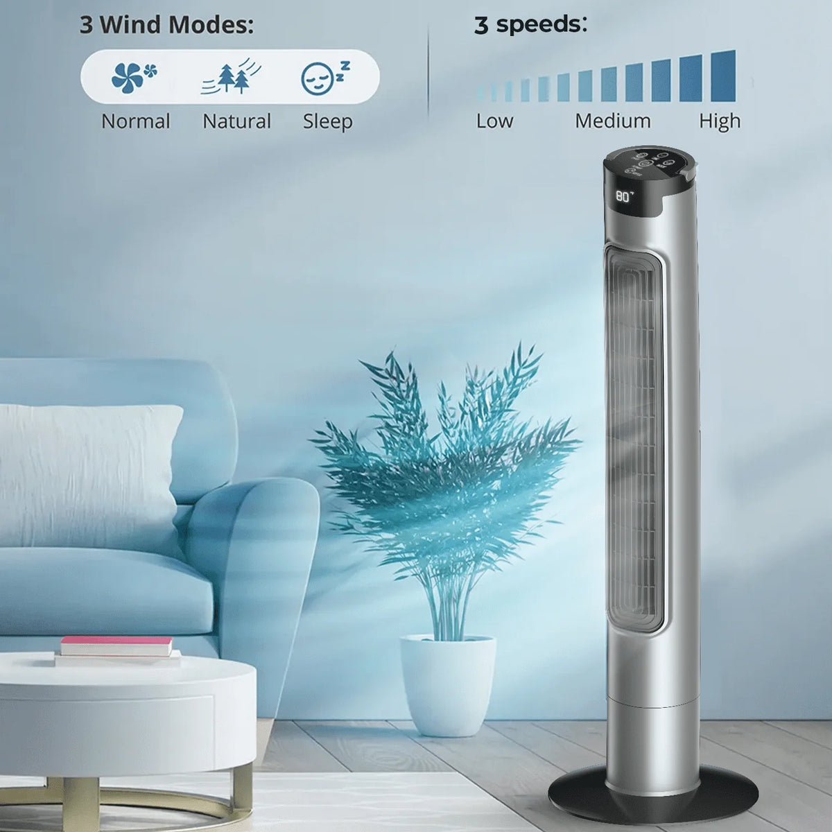 Quiet Bladeless Tower Fan with Remote R47177