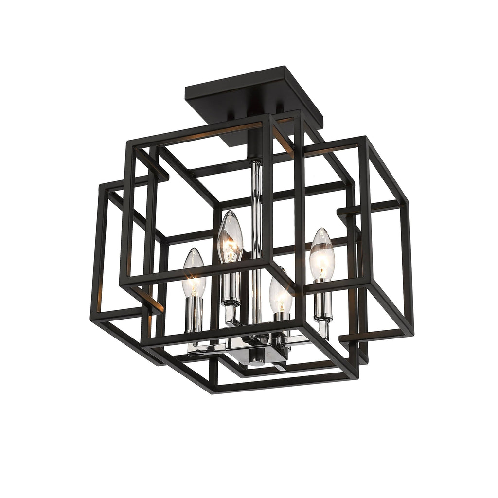 Black Steel Semi-Flush Mount Light B697