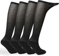 4 Pack Men’s Extra Wide Non-Binding Over The Knee Socks with Cushioned Sole N389