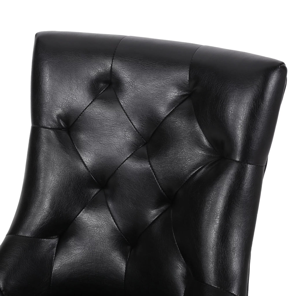 Faux Leather Dining Chairs, Set of 2, Midnight Black T1248