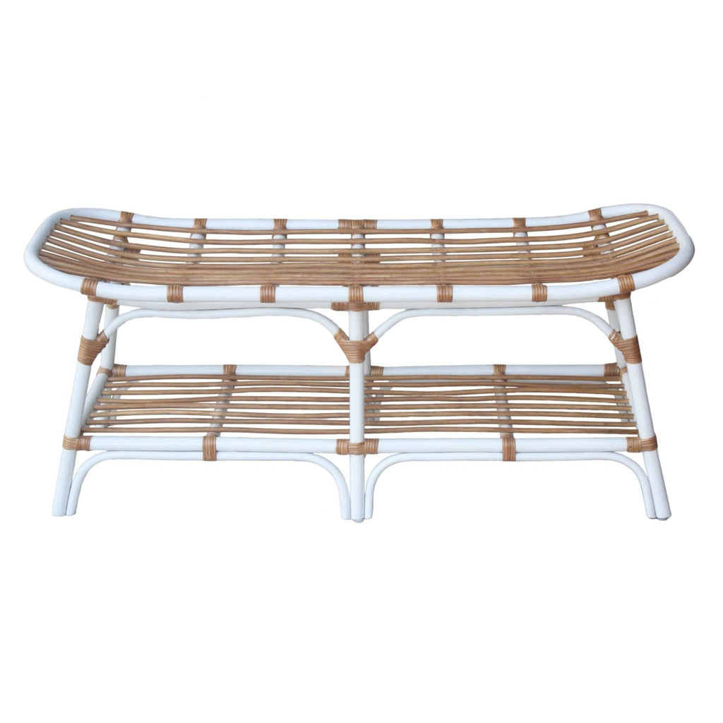 Rattan Bench with Shelf I8486