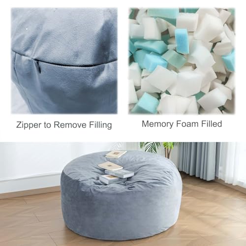 Velvet Memory Foam Bean Bag Chair Q346159