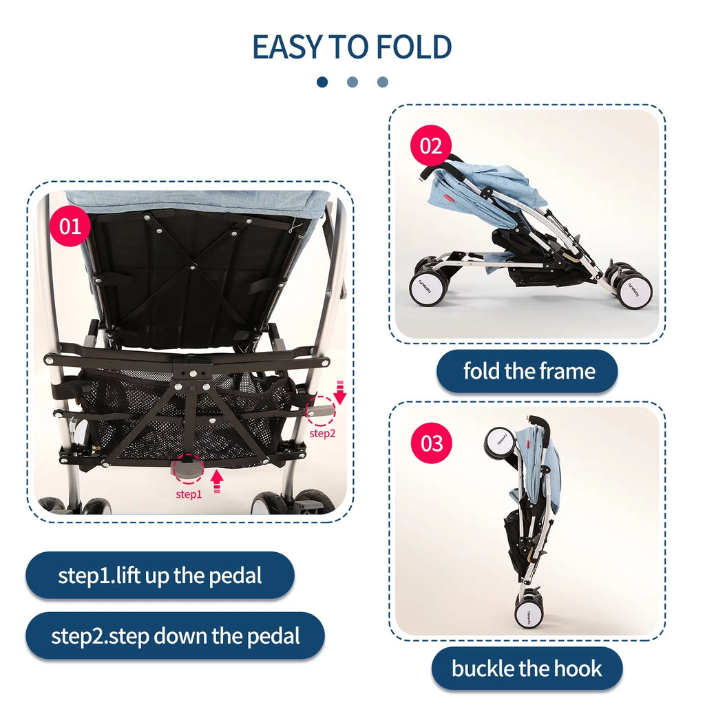 Blue Compact Lightweight Folding Umbrella Stroller E8341