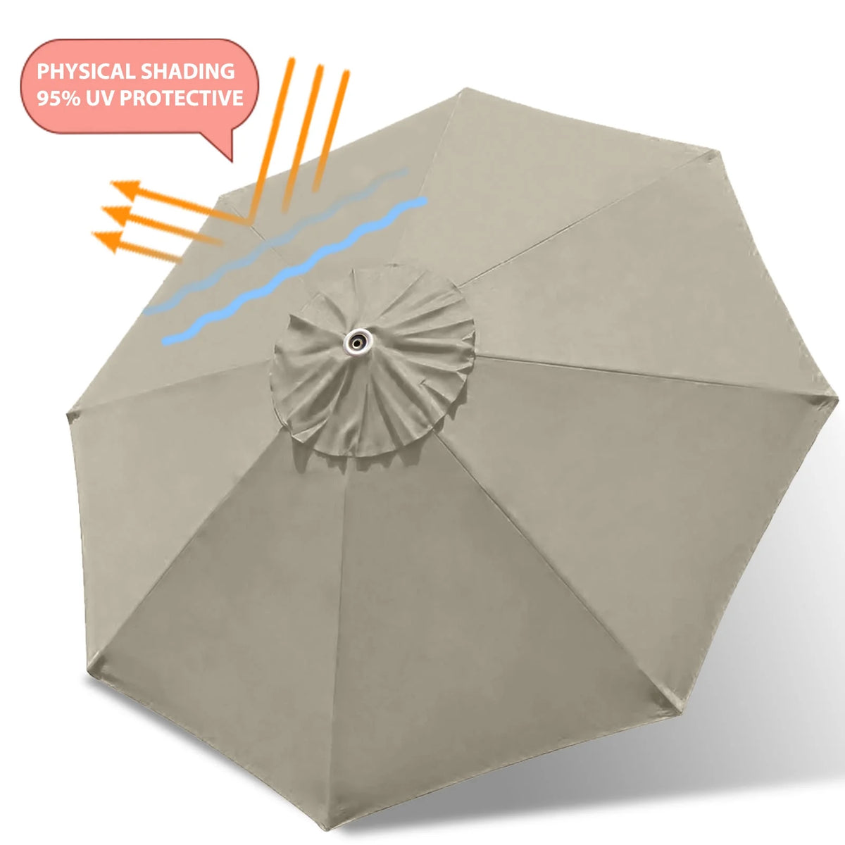 Beige Replacement Canopy for 9FT Patio Umbrella with 8 Ribs K94534