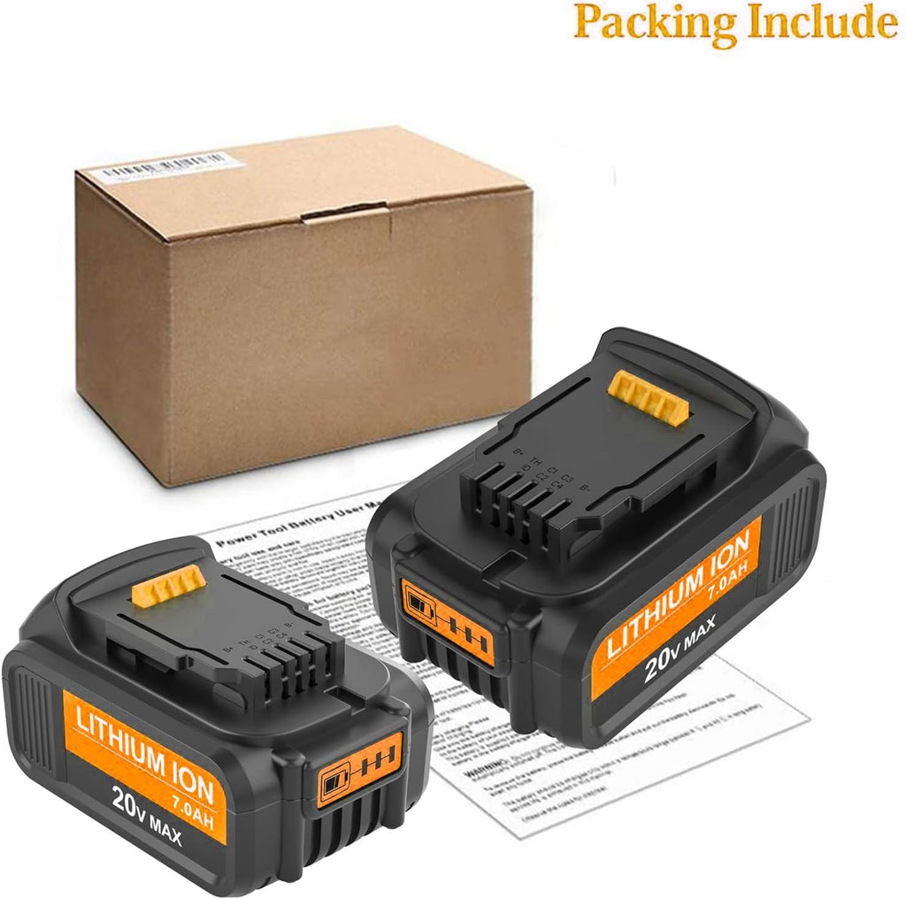 2 Packs 7.0Ah DCB207 Battery Compatible with Dewalt 20V Max Lithium Z581