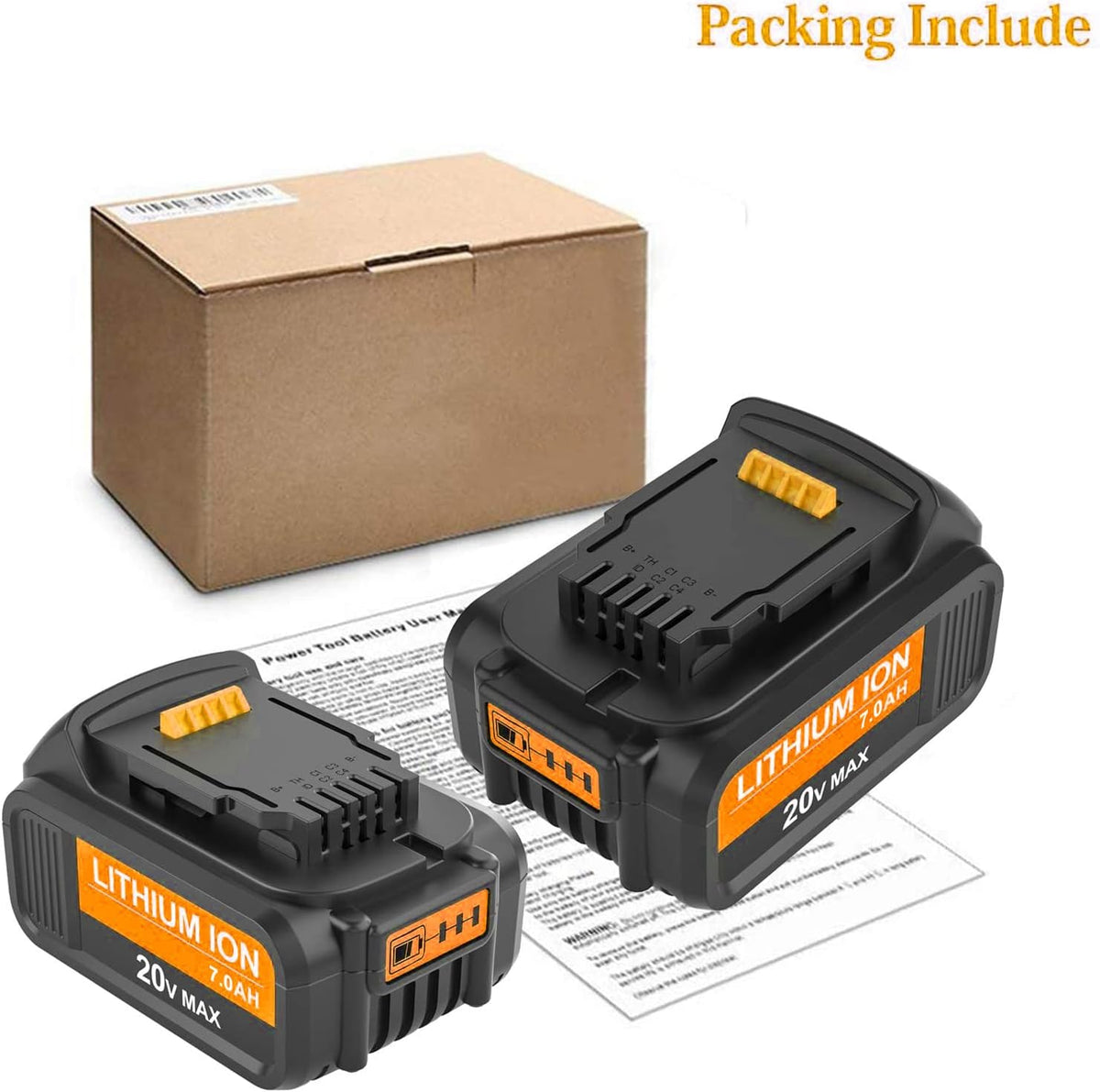 2 Packs 7.0Ah DCB207 Battery Compatible with Dewalt 20V Max Lithium Z581
