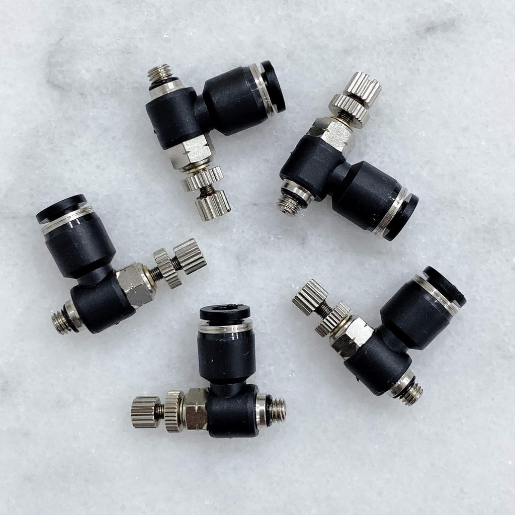 Pneumatic Speed Controller Elbow 1/2 Tube OD x 1/2 NPT Thread Air Push to Connect Fittings (Pack of 5) Q43006