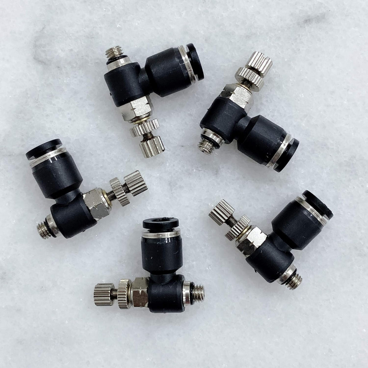 Pneumatic Speed Controller Elbow 1/2 Tube OD x 1/2 NPT Thread Air Push to Connect Fittings (Pack of 5) Q43006