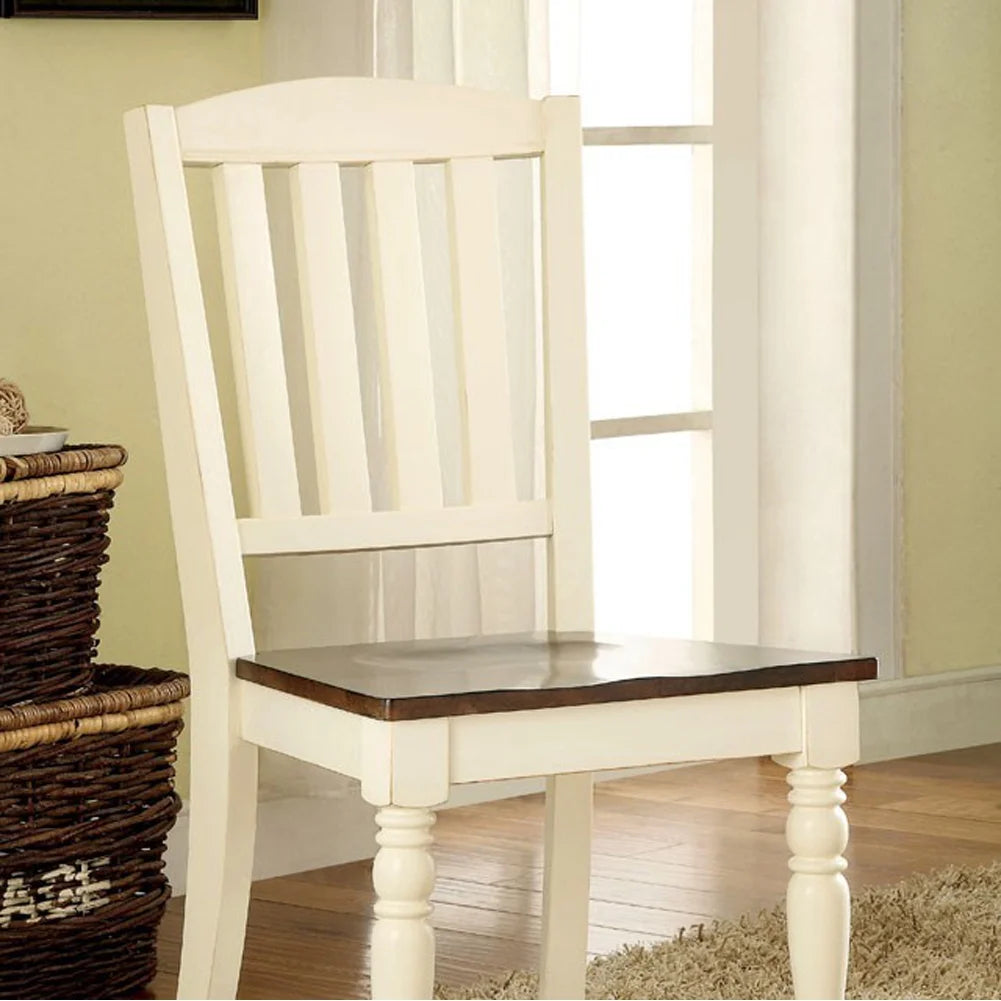 White and Dark Oak Finish Set of 2 Side Chair F8502