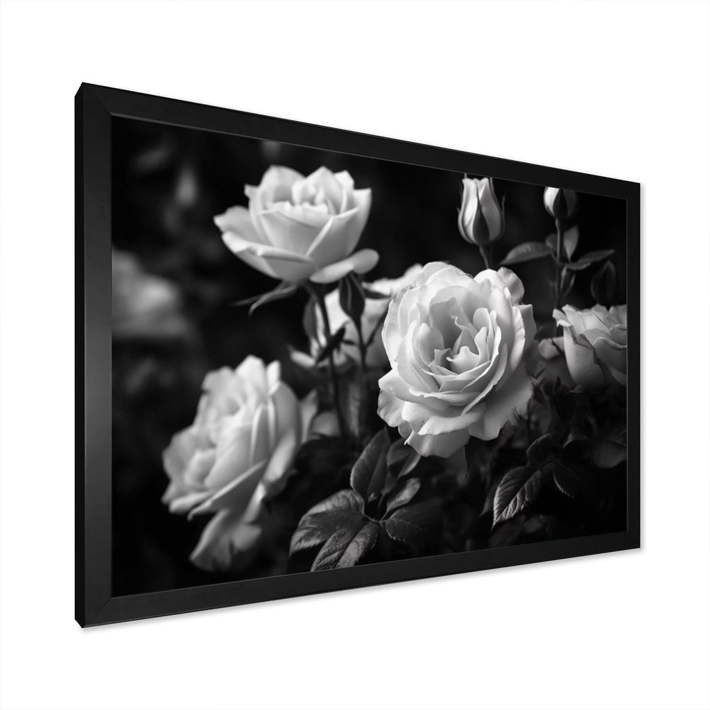 Grey Rose Framed Canvas Art Print 32 in. wide x 24 in. high F59806