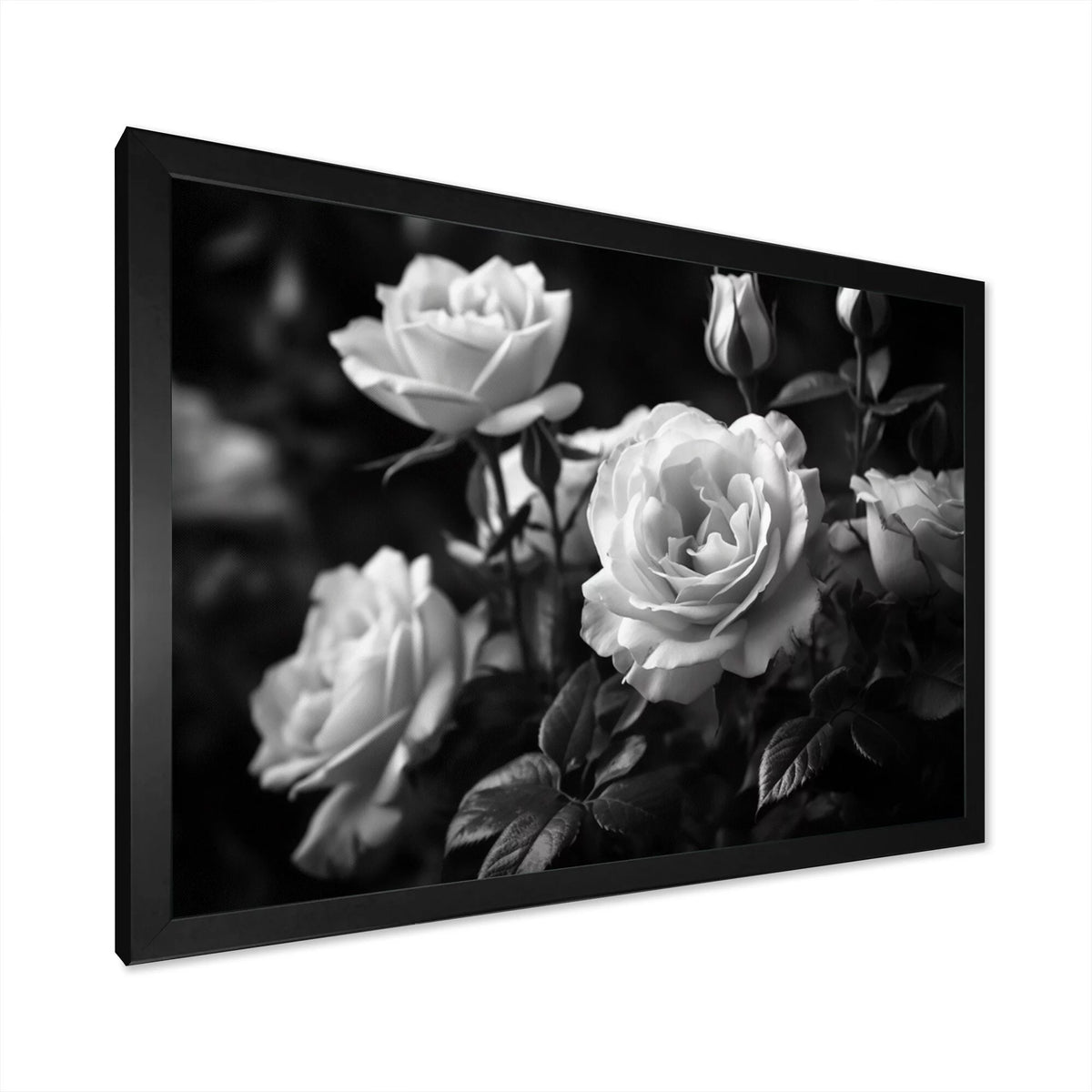 Grey Rose Framed Canvas Art Print 32 in. wide x 24 in. high F59806