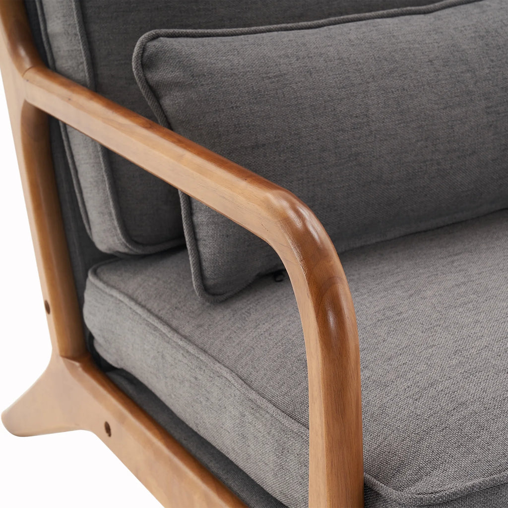 Fabric Single Sofa with Wood Legs (Gray) L7932