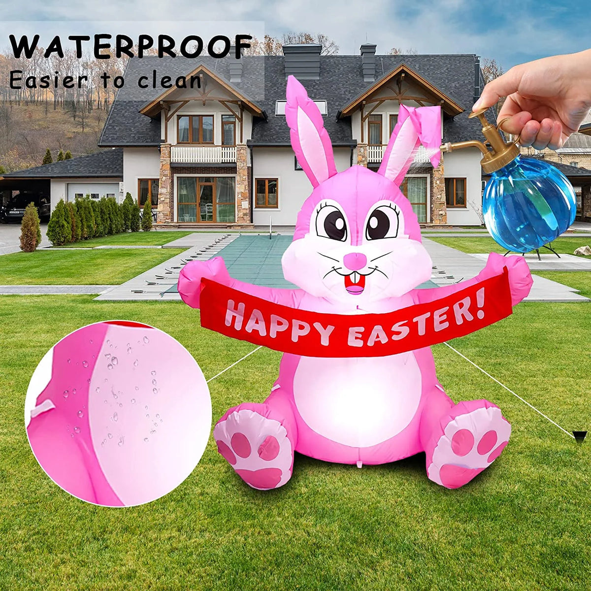 Easter Inflatable Bunny Yard Decorations with LED Lights N2544