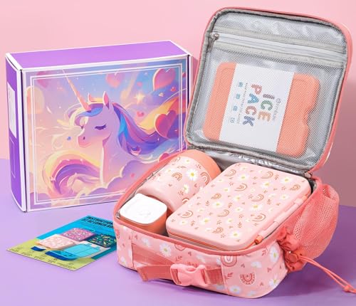 Bento Lunch Box with Thermos, 32OZ Snack Container, Insulated Bag, Food Jar, Ice Pack Set F3315
