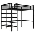 Black Metal Twin Storage Loft with Bookcase F439017