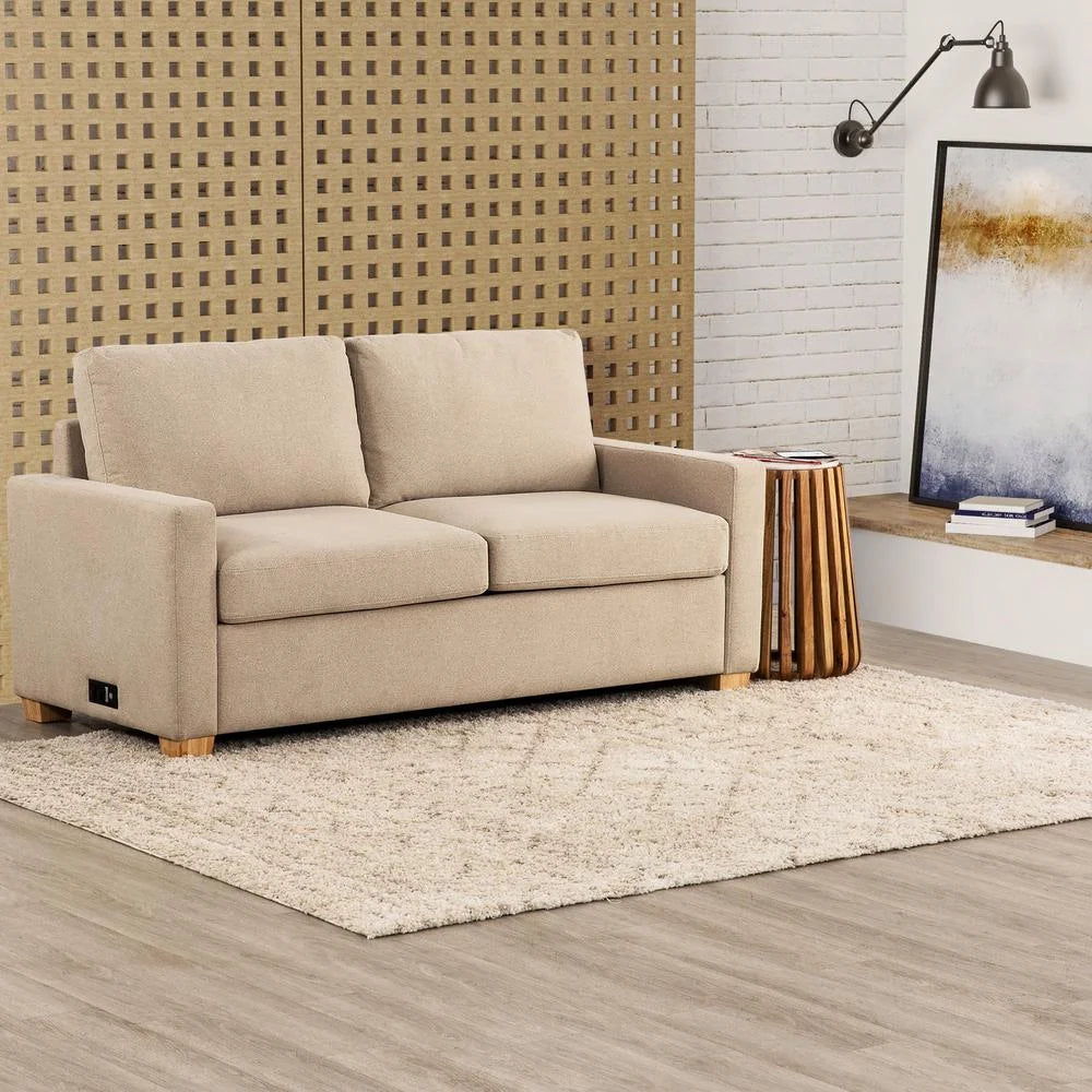 Beige Convertible Full Sleeper Sofa with USB Port K73354