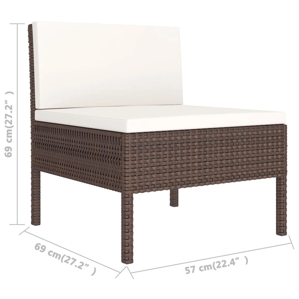 12 Piece Brown Poly Rattan Sectional Outdoor Furniture Set R96772
