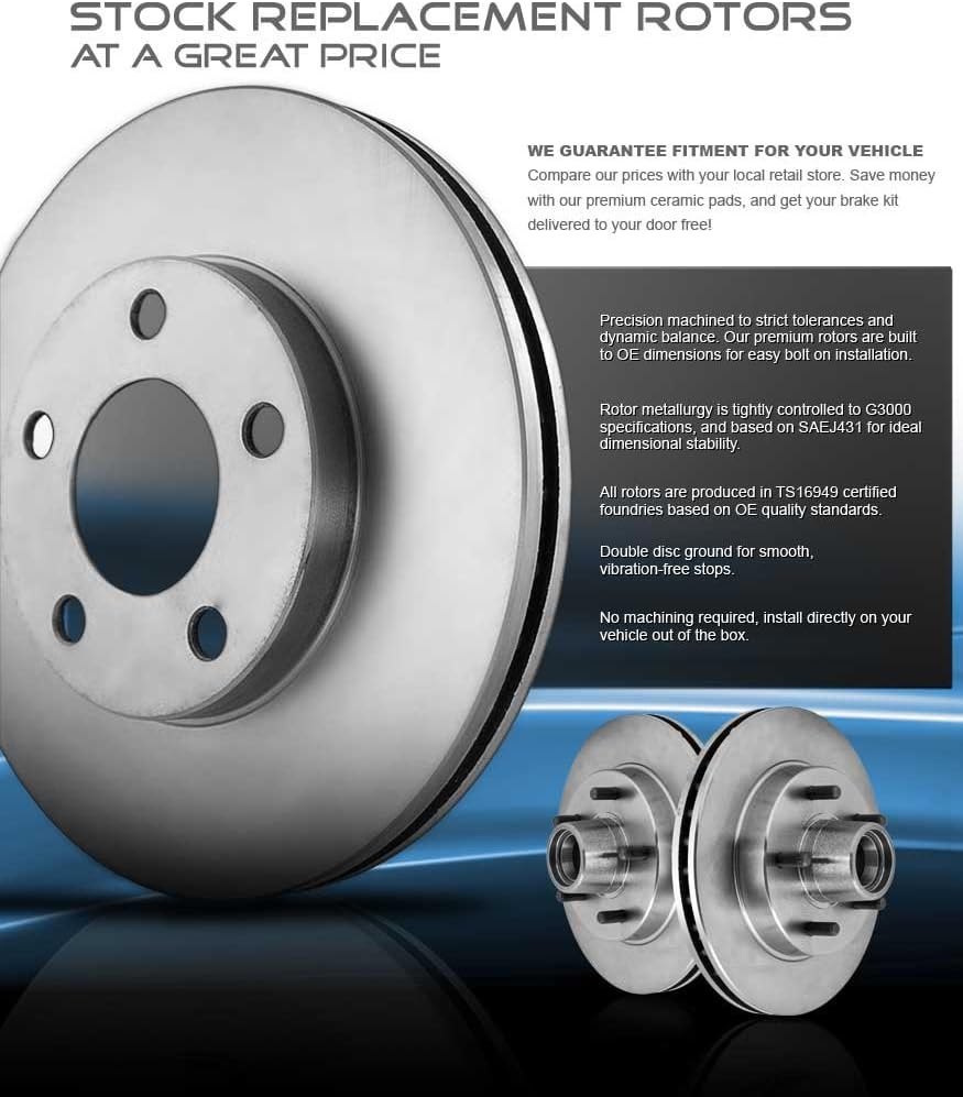 Premium OE 5 Lug Rotors + Ceramic Brake Pads + Clips L321