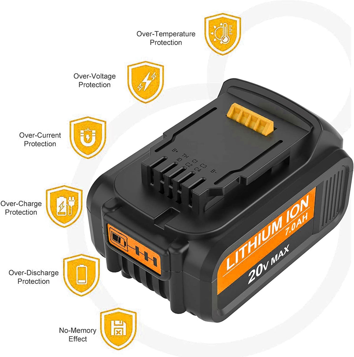 2 Packs 7.0Ah DCB207 Battery Compatible with Dewalt 20V Max Lithium Z581