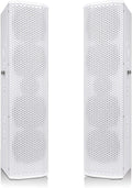 White Pair of Passive Wall-Mount Column Mini Line Array Speakers with 4 x 5” Woofers C669